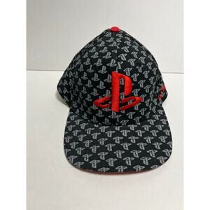 PlayStation baseball hat snap‎ back Official Thinkgeek red black embroidered